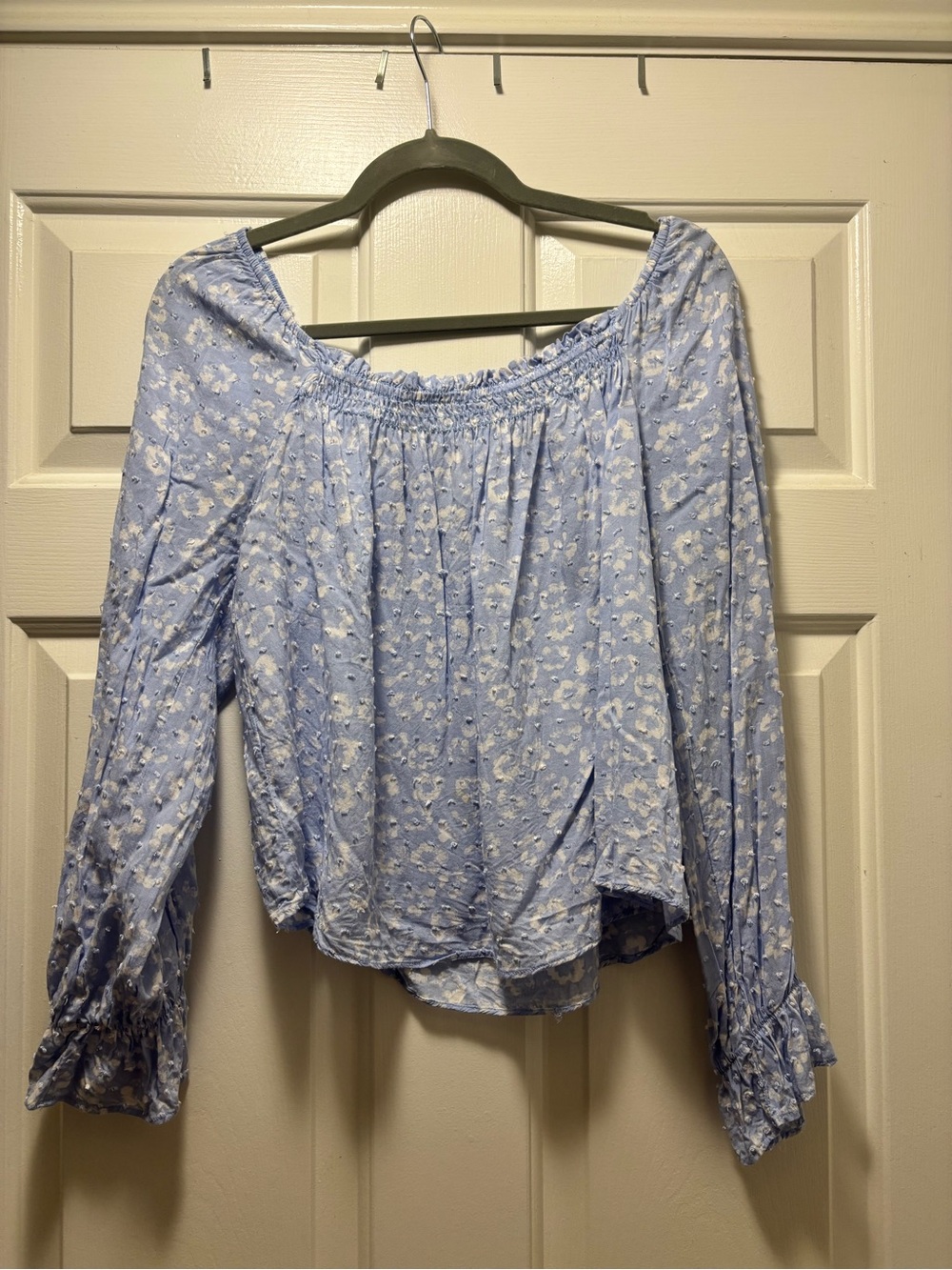 Everly Pale Blue Floral Off-Shoulder Blouse